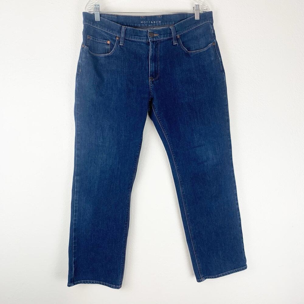 Mott & Bow Jeans‎ Mens 35x30 (Actual 35x27) Straight Broome Resin Stretch Denim